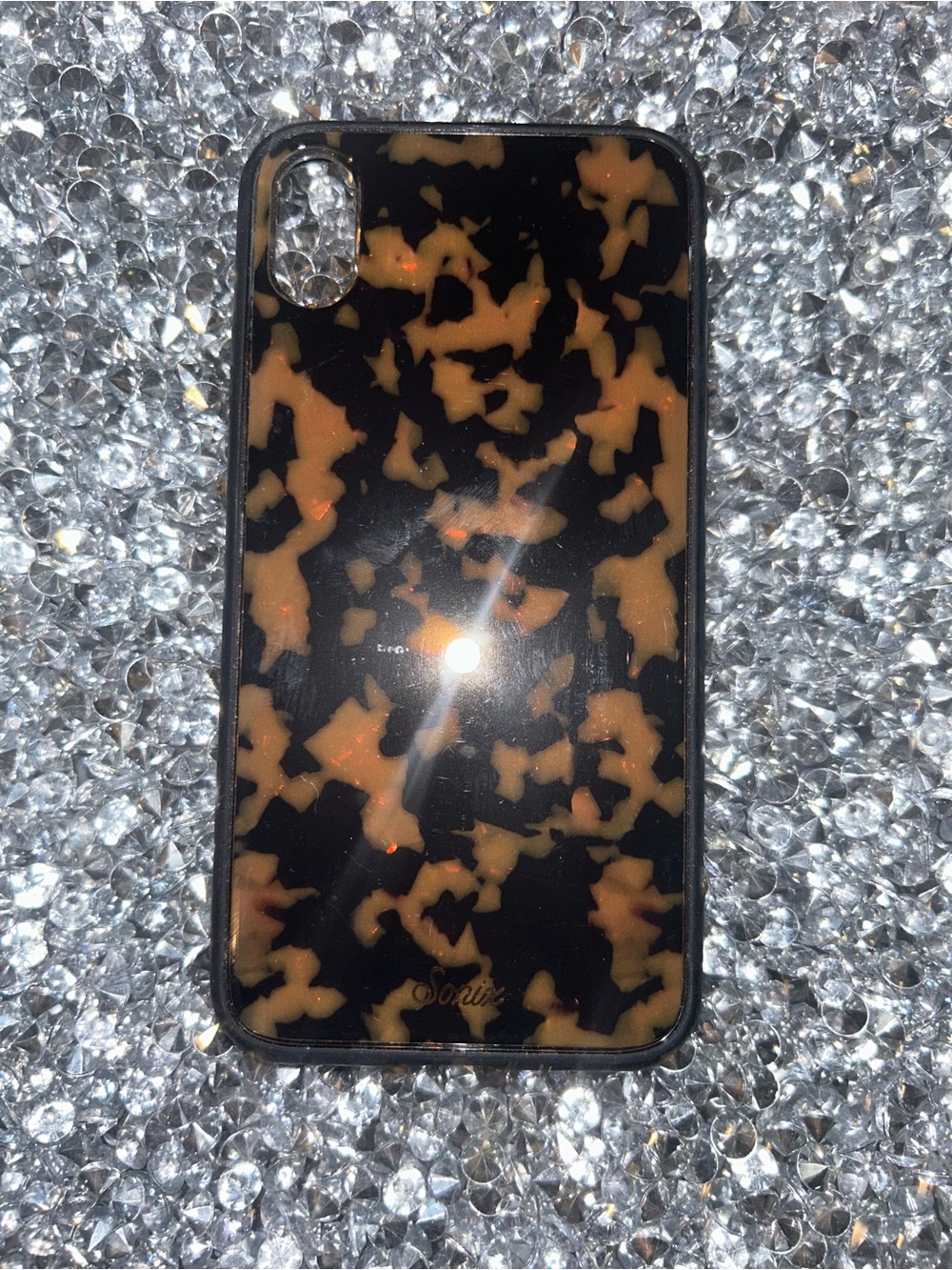 Tortoiseshell Pattern Phone Case - Black & Brown iPhone XS Max